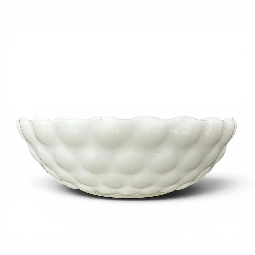 Vintage 1960s Anchor Hocking Bubble Milk Glass Serving Fruit Candy Bowl Cottage